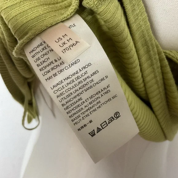 FREE PEOPLE Bridgette Ribbed Button Tank Green Cropped Cotton Summer Top M - Picture 6 of 10